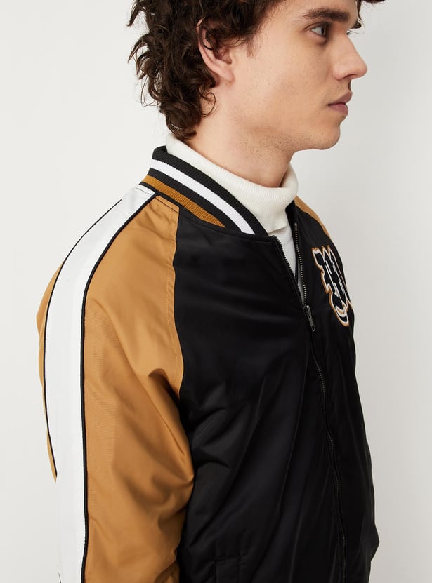 Men Colourblock Lightweight Bomber Jacket