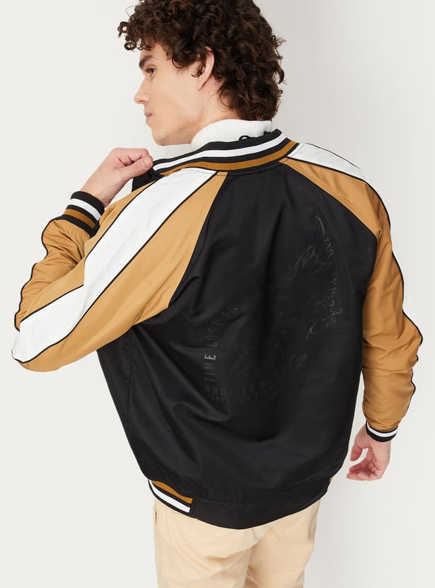 Men Colourblock Lightweight Bomber Jacket