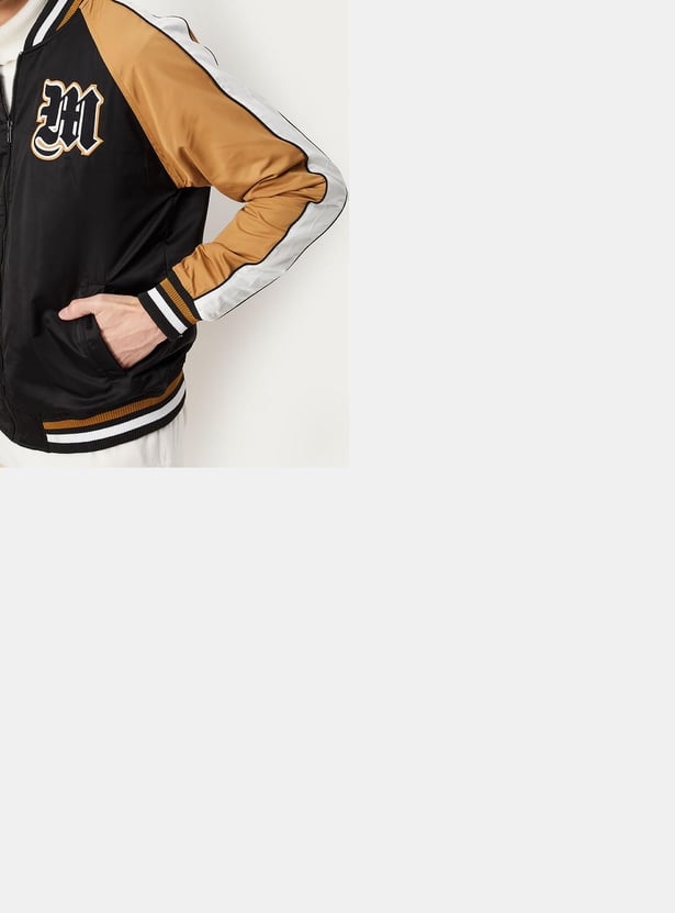 Men Colourblock Lightweight Bomber Jacket