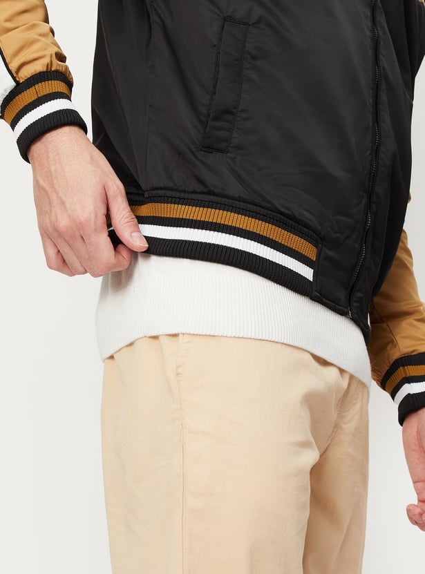 Men Colourblock Lightweight Bomber Jacket