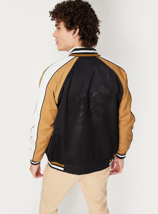 Men Colourblock Lightweight Bomber Jacket