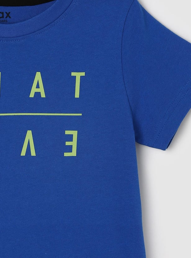 Boys Typographic Print Crew Neck T-Shirt