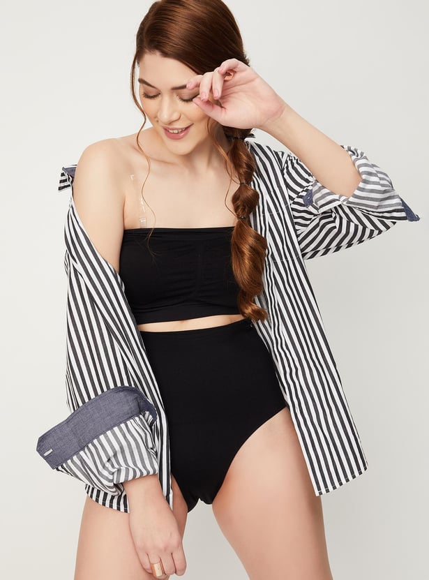 Women Ruched Non-Padded Non-Wired Tube Bra