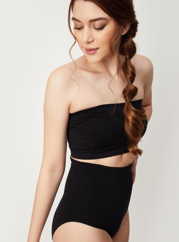 Women Ruched Non-Padded Non-Wired Tube Bra