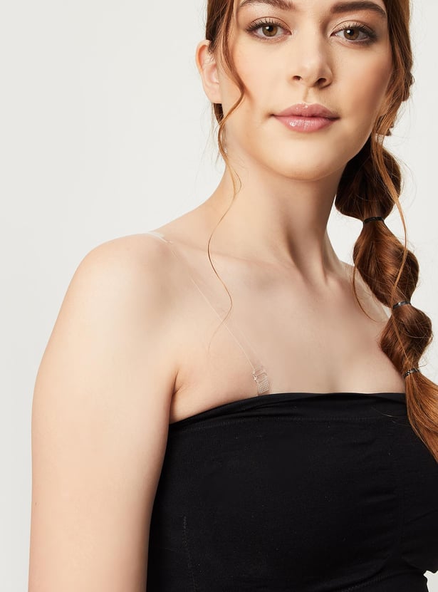 Women Ruched Non-Padded Non-Wired Tube Bra