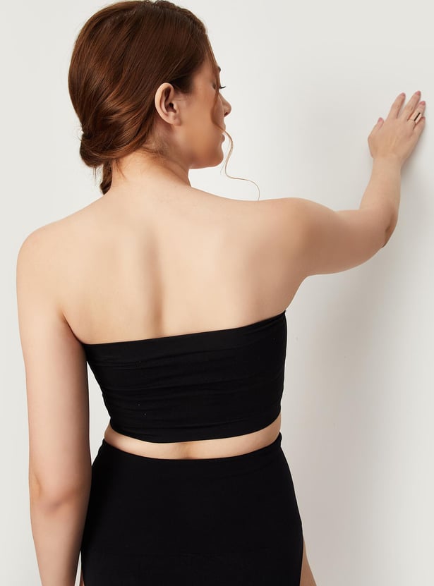 Women Ruched Non-Padded Non-Wired Tube Bra