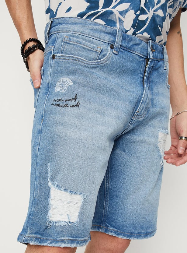 Men Distressed Denim Shorts