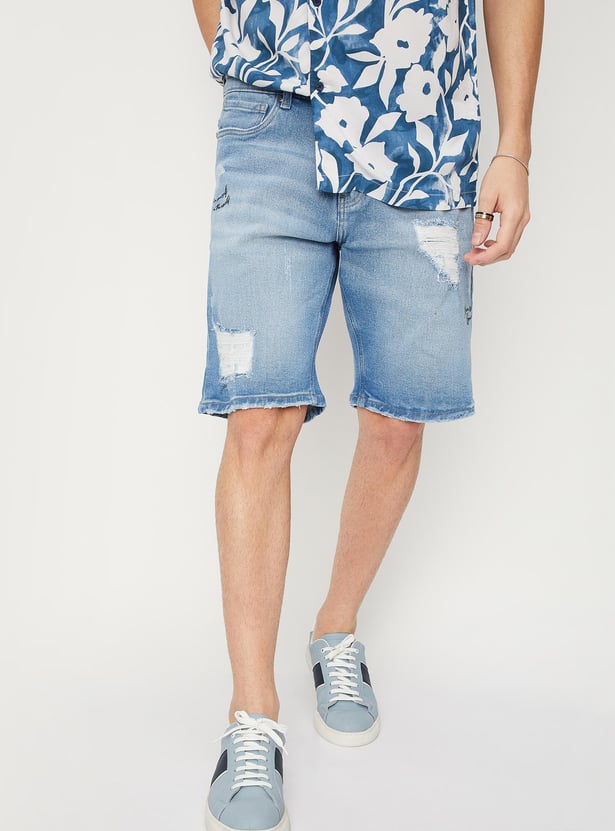 Men Distressed Denim Shorts