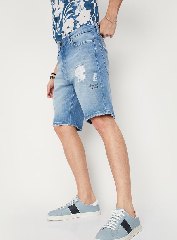 Men Distressed Denim Shorts