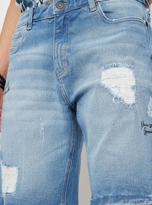 Men Distressed Denim Shorts