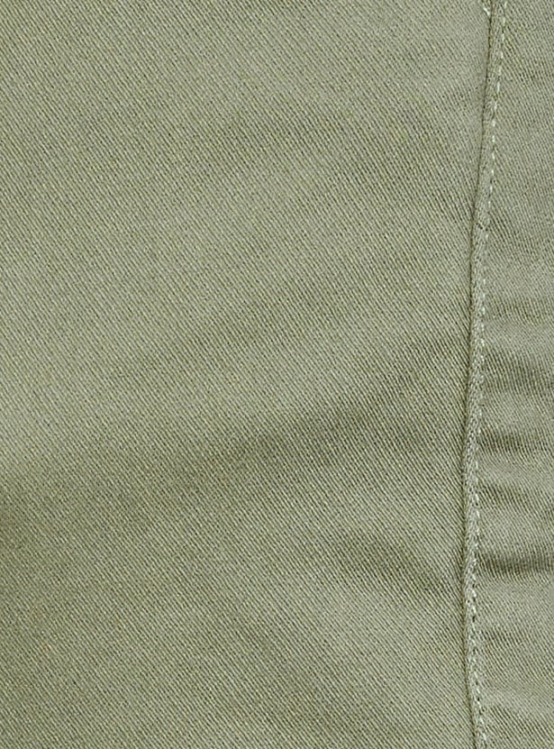 Men Solid Carrot Fit Cargos