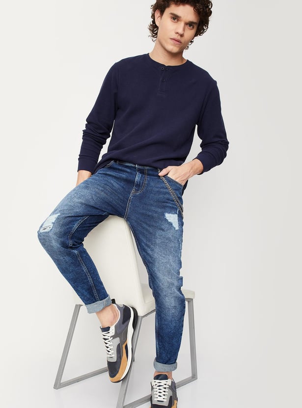 Men Distressed Carrot Fit Jeans