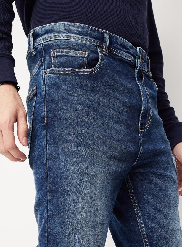 Men Distressed Carrot Fit Jeans
