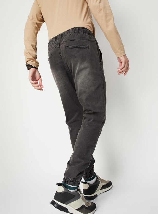 Men Washed Carrot Fit Denim Joggers