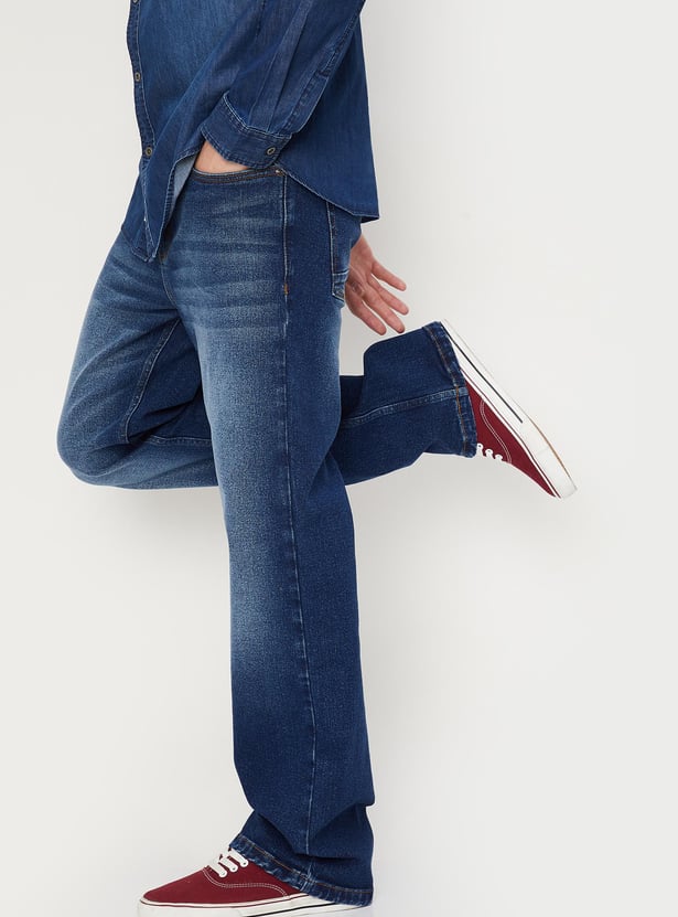 Men Washed Bootcut Jeans
