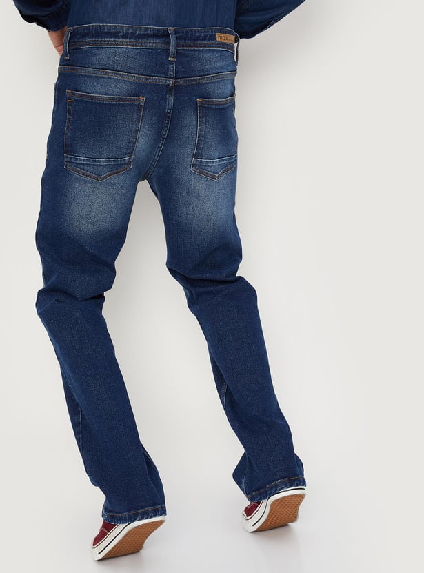 Men Washed Bootcut Jeans