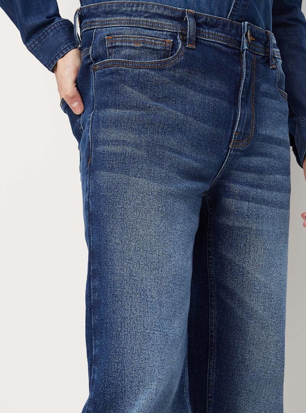 Men Washed Bootcut Jeans