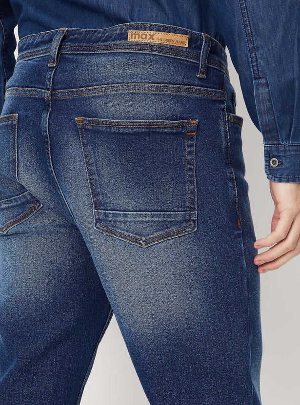 Men Washed Bootcut Jeans