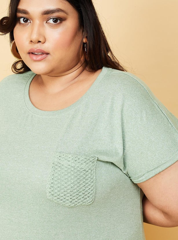 Women Crochet Pocket T-shirt