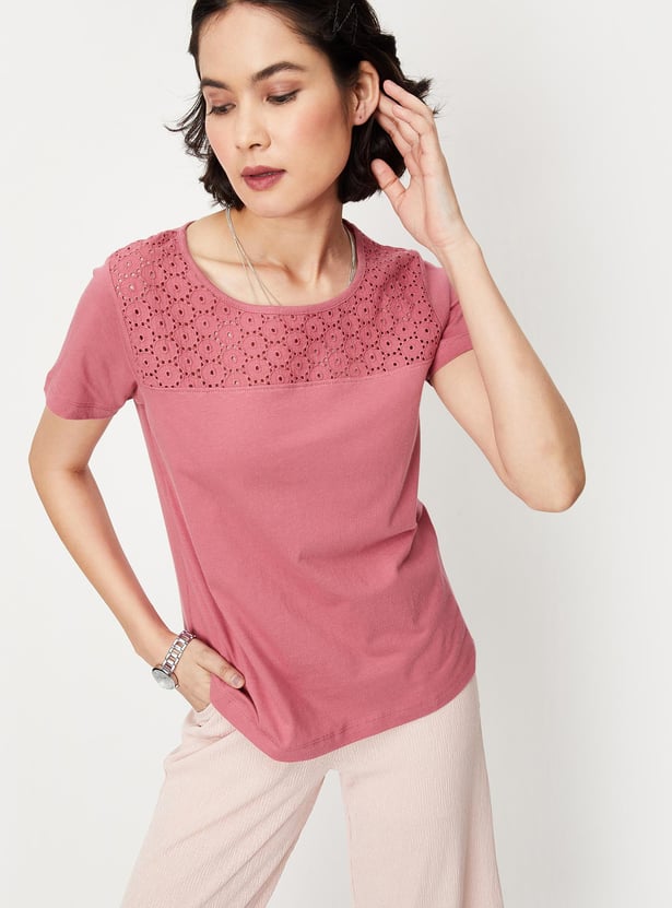 Women Schiffli Short Sleeve T-shirt
