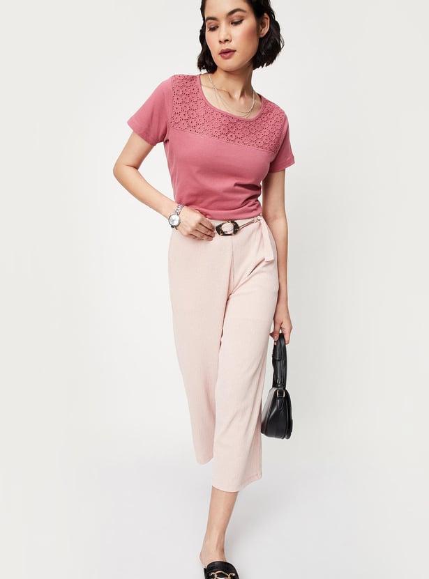 Women Schiffli Short Sleeve T-shirt