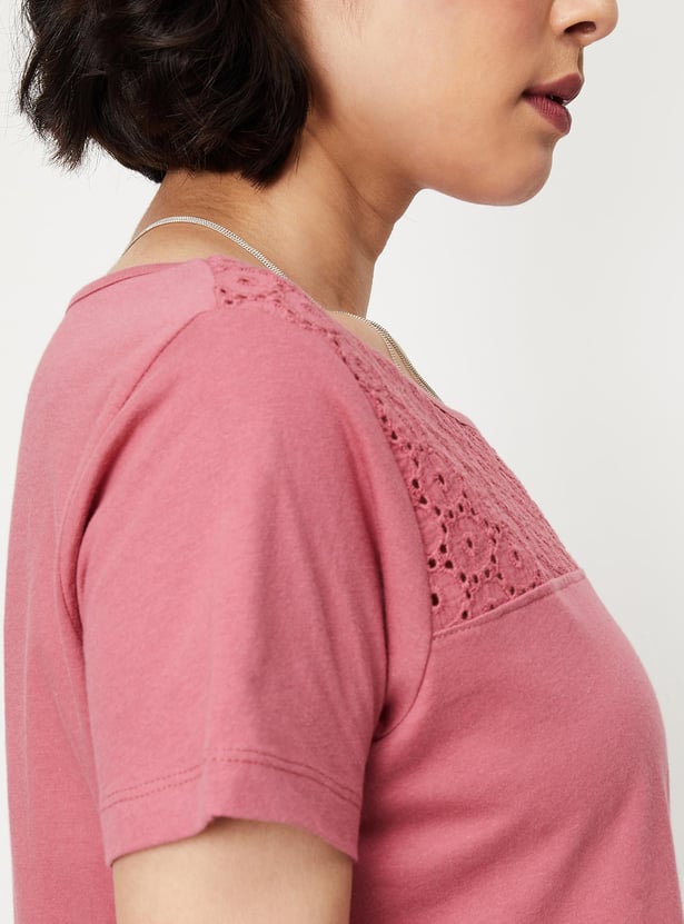 Women Schiffli Short Sleeve T-shirt