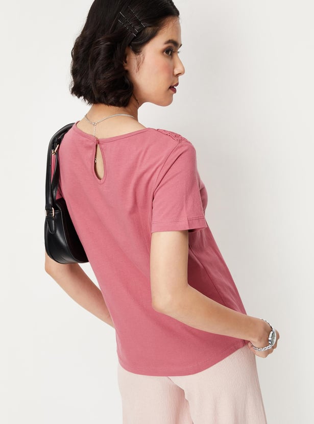 Women Schiffli Short Sleeve T-shirt