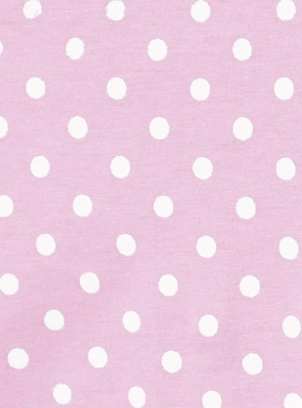 Women Polka Dot Round Neck T-shirt