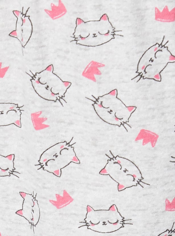 Women Animal Printed Shirt and Elasticated Pyjamas