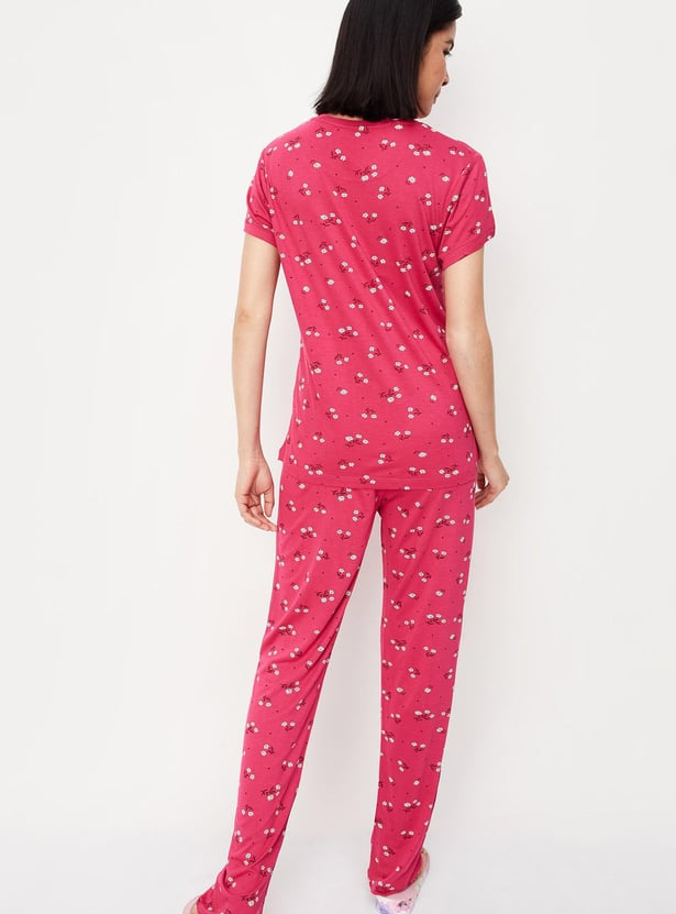 Women Floral Printed PJ Set