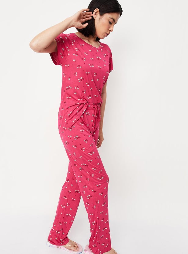 Women Floral Printed PJ Set