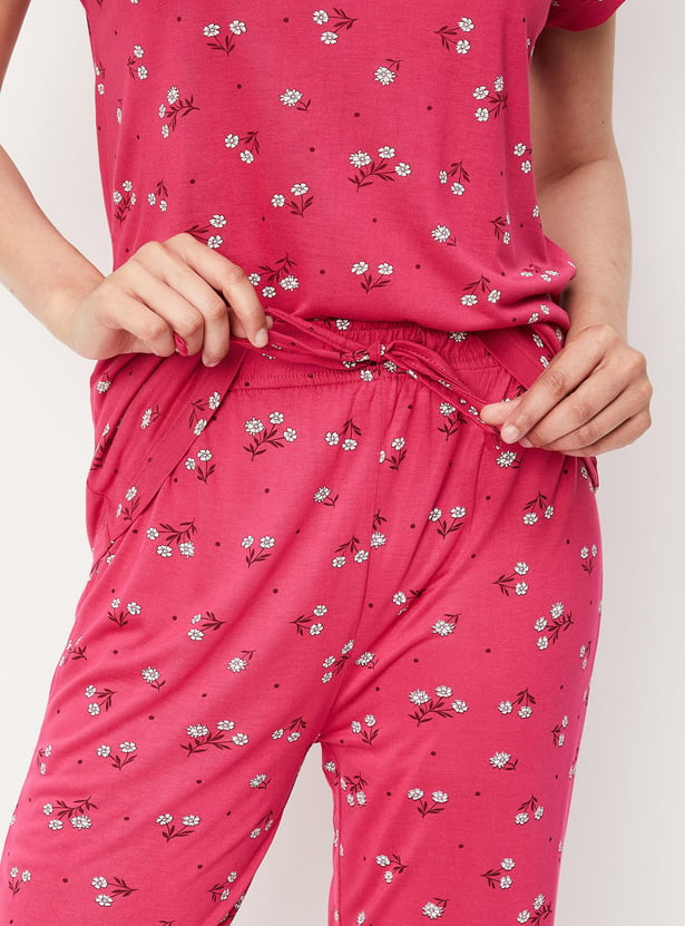 Women Floral Printed PJ Set