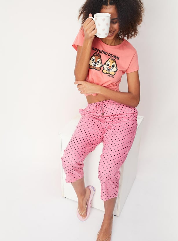 Women Star Printed Woven Capris
