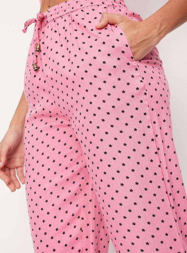 Women Star Printed Woven Capris