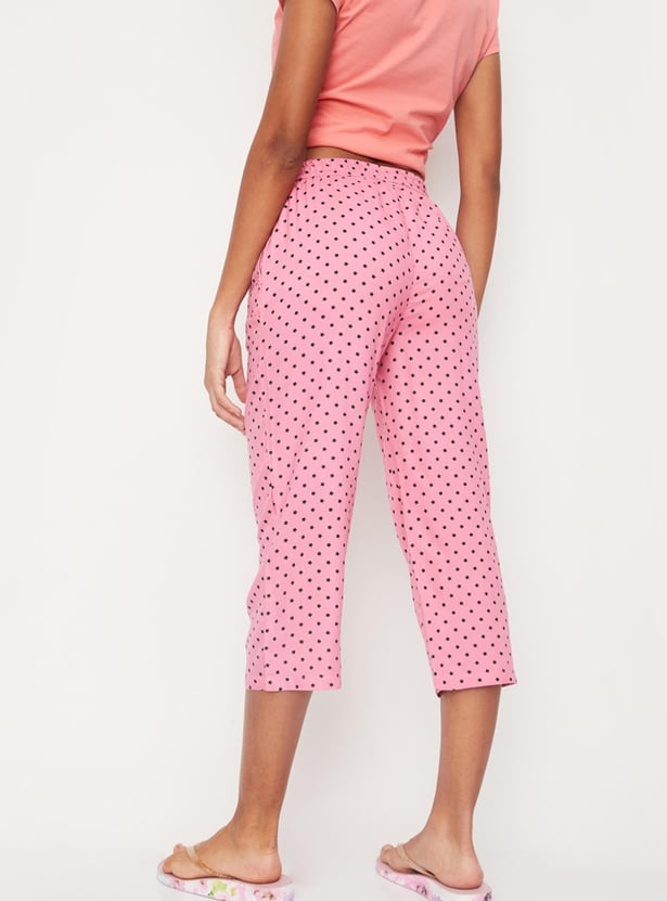 Women Star Printed Woven Capris