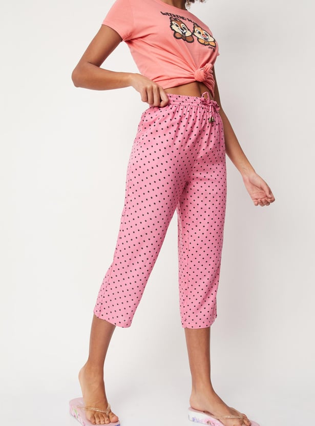 Women Star Printed Woven Capris