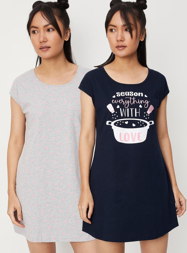 Women Assorted Printed Chemise - Pack of 2