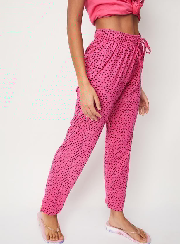 Women Geometric Printed Knit Pyjamas