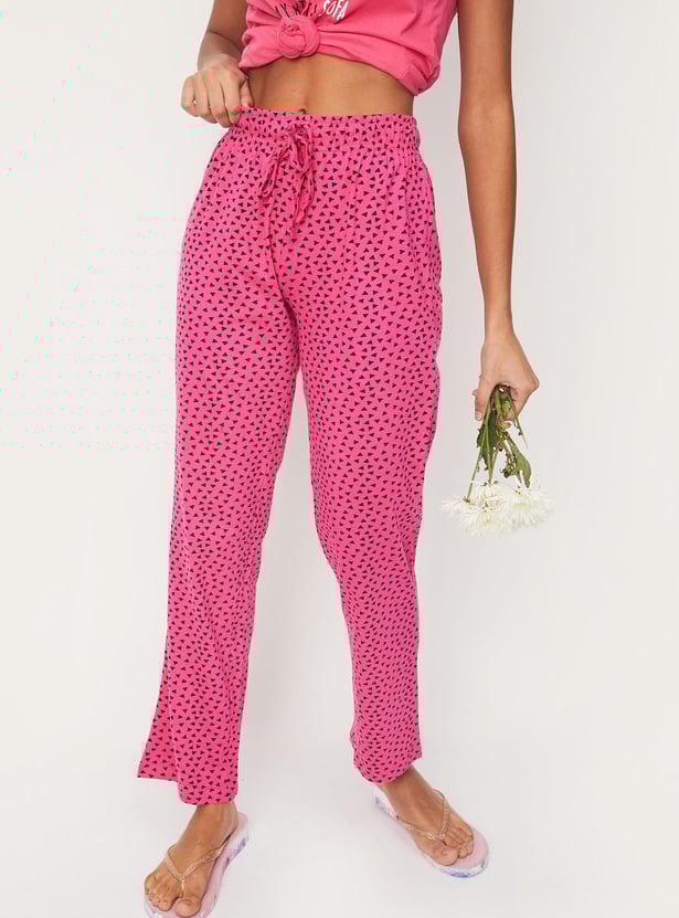 Women Geometric Printed Knit Pyjamas