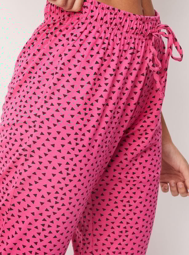 Women Geometric Printed Knit Pyjamas