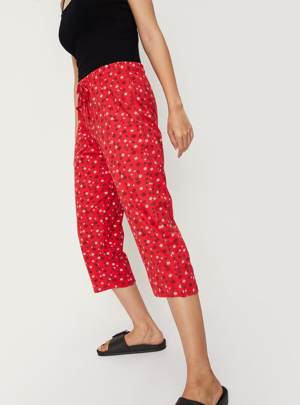 Buy Women Floral Printed Knit Capris Online At Just Rs. 449.0 