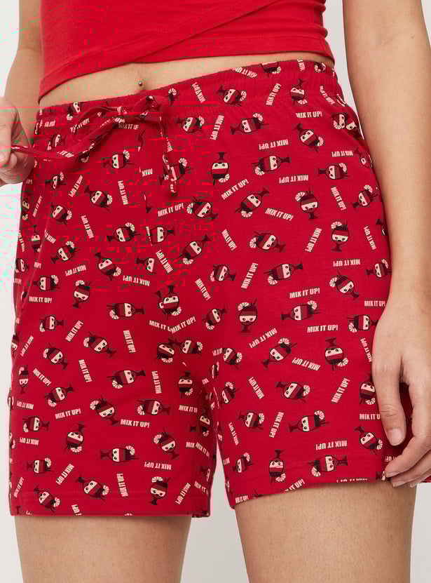 Women All-Over Printed Knit Shorts