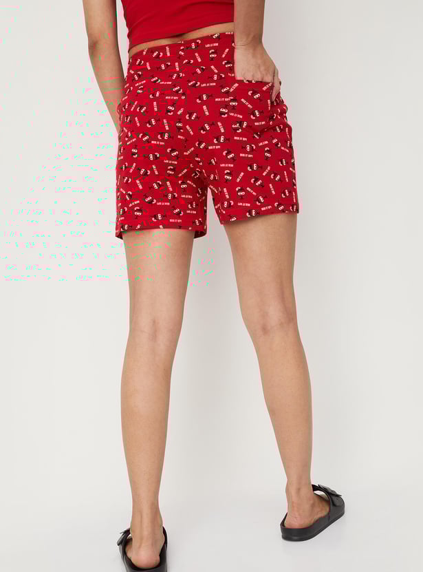 Women All-Over Printed Knit Shorts