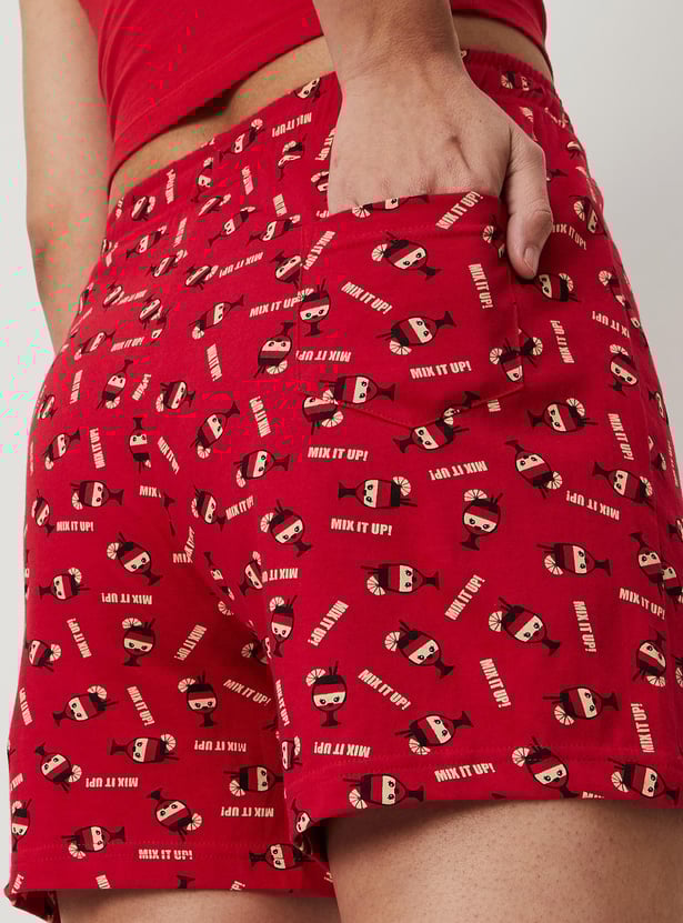 Women All-Over Printed Knit Shorts