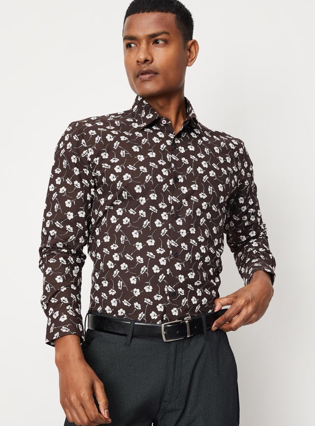 Men Floral Printed Slim Fit Formal Shirt