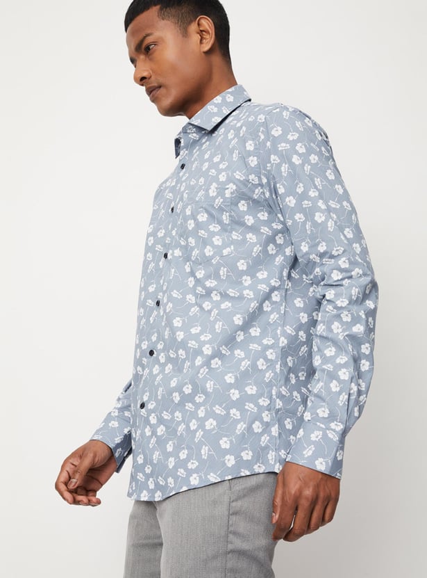 Men Floral Printed Slim Fit Formal Shirt