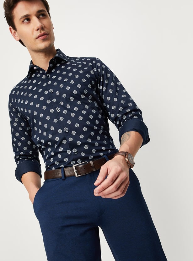 Men Printed Slim Fit Formal Shirt