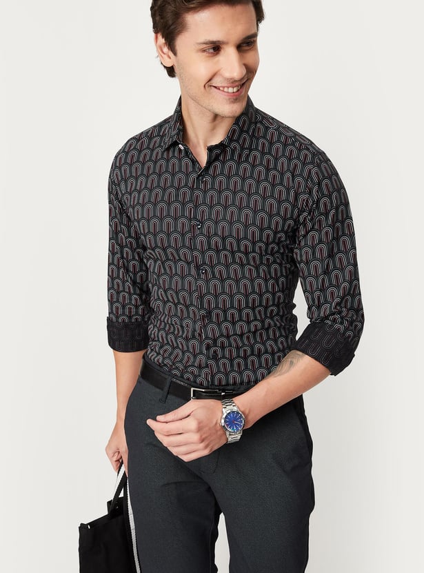 Men Geometric Printed Slim Fit Formal Shirt