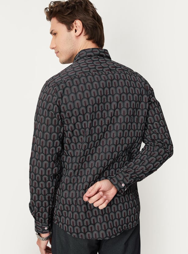 Men Geometric Printed Slim Fit Formal Shirt