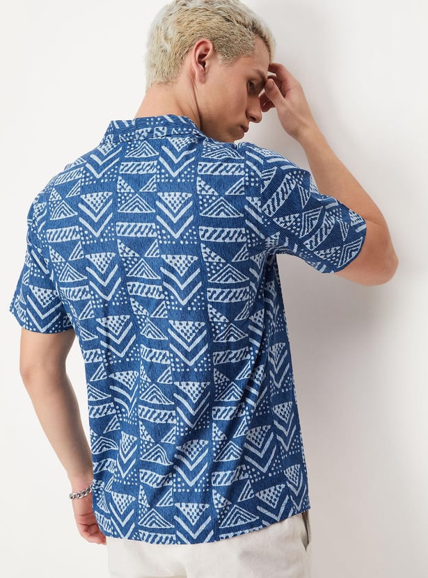 Men Block Print Resort Shirt Kurta